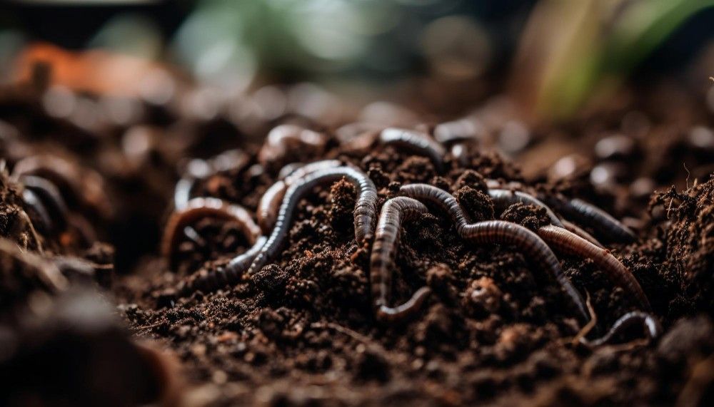 earthworms in rich compost soil