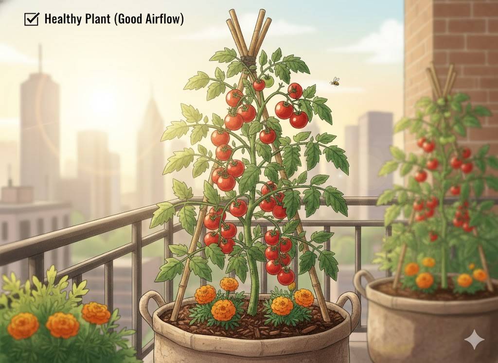 Airflow: Space plants 4-6 inches apart and prune weekly to reduce humidity