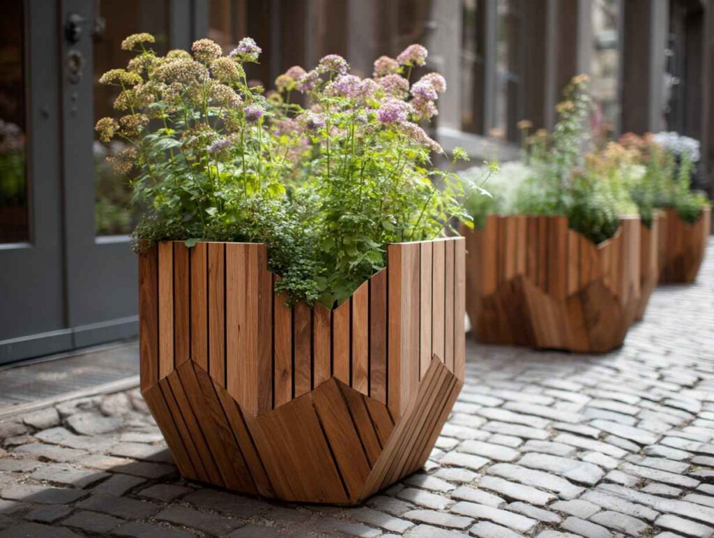 Wooden Planter Design 6: The Chevron-Folded Vessel 