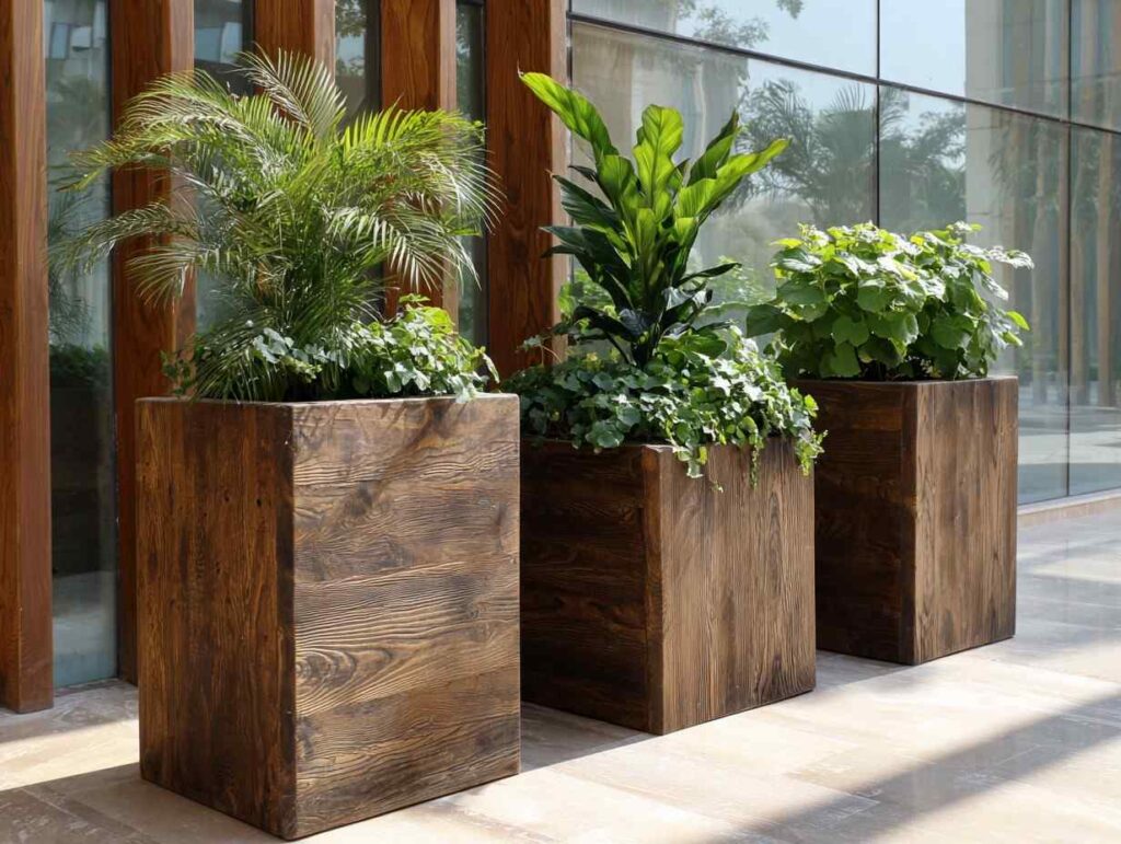 Wooden Planter Design 3: The Charred Cube Tower