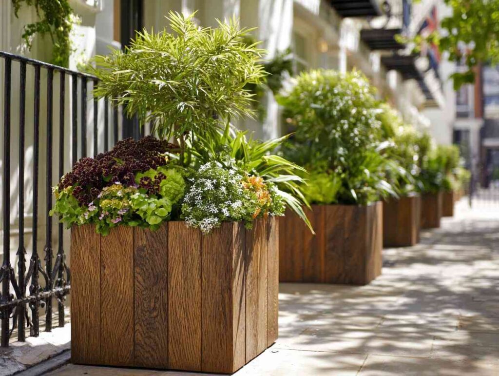 Wooden Planter Design 4: The Vertical-Ribbed Sentinel 