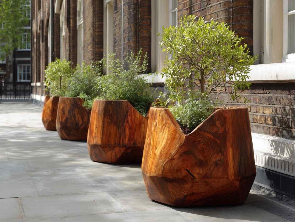 Wooden Planter Design 12: The Sculpted Vortex Urn 